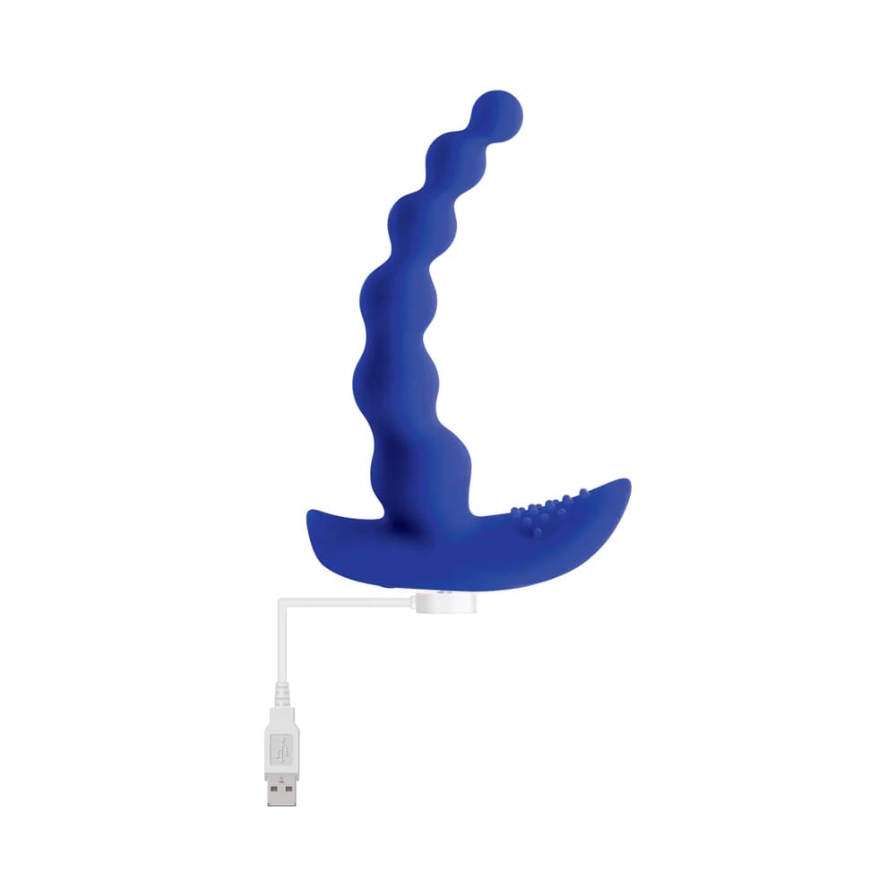 Gender X Beaded Pleasure Rechargeable Remote-Controlled Vibrating Silicone Probe Vibrator Blue thumbnail 3