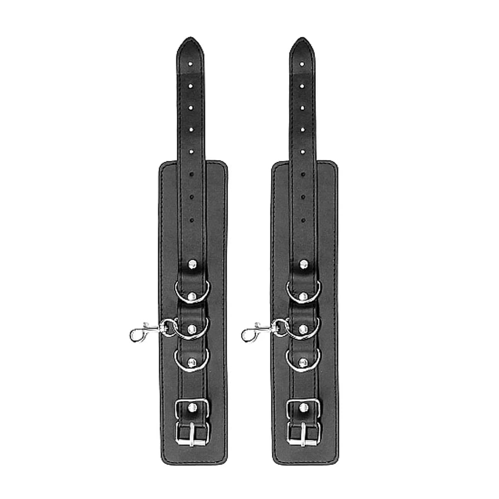 Ouch! Black & White Bonded Leather Hogtie With Hand & Ankle Cuffs Black thumbnail 9