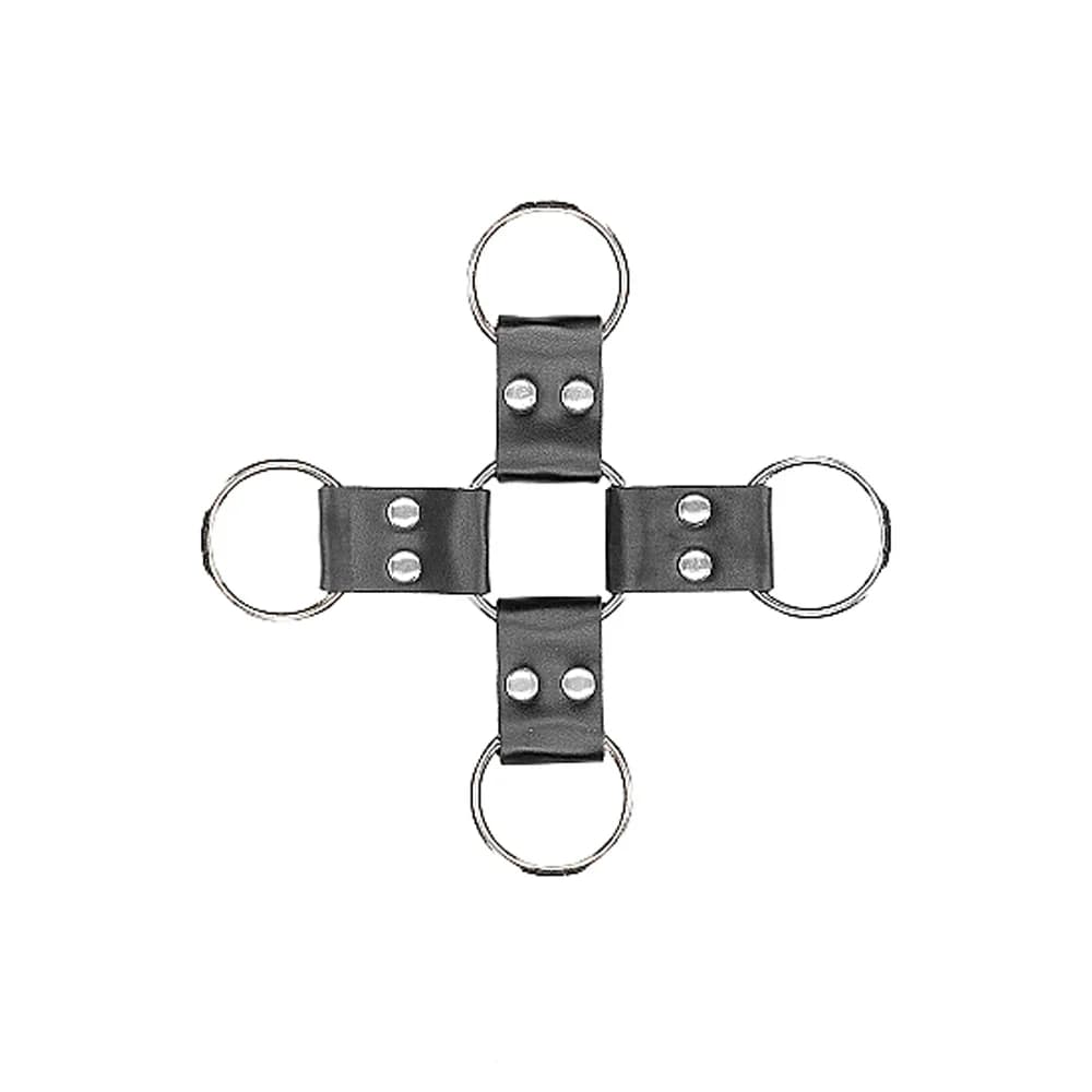 Ouch! Black & White Bonded Leather Hogtie With Hand & Ankle Cuffs Black thumbnail 10