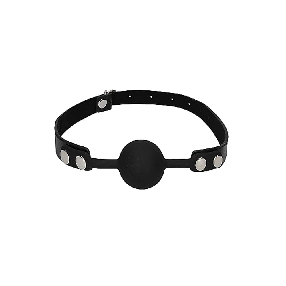 Ouch! Black & White Silicone Ball Gag With Adjustable Bonded Leather Straps Black thumbnail 4