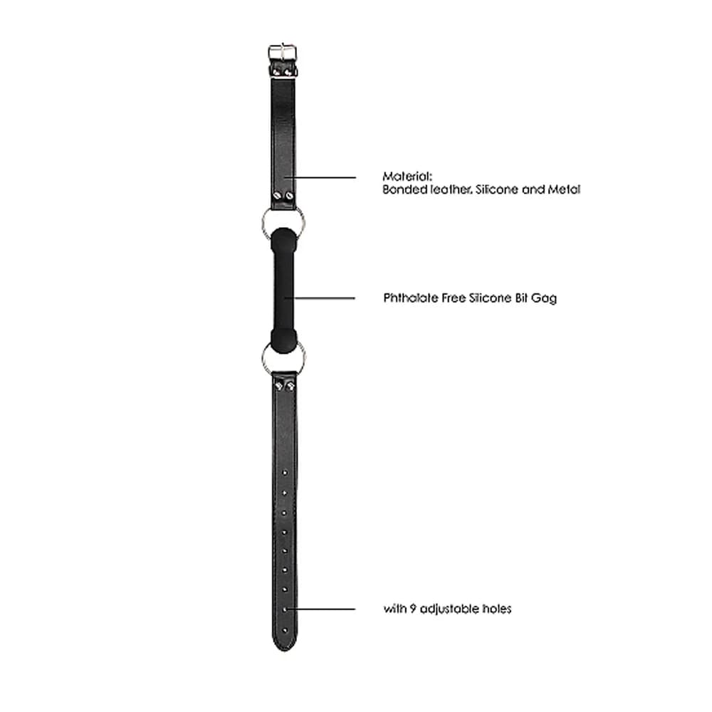 Ouch! Black & White Silicone Bit Gag With Adjustable Bonded Leather Straps Black thumbnail 5