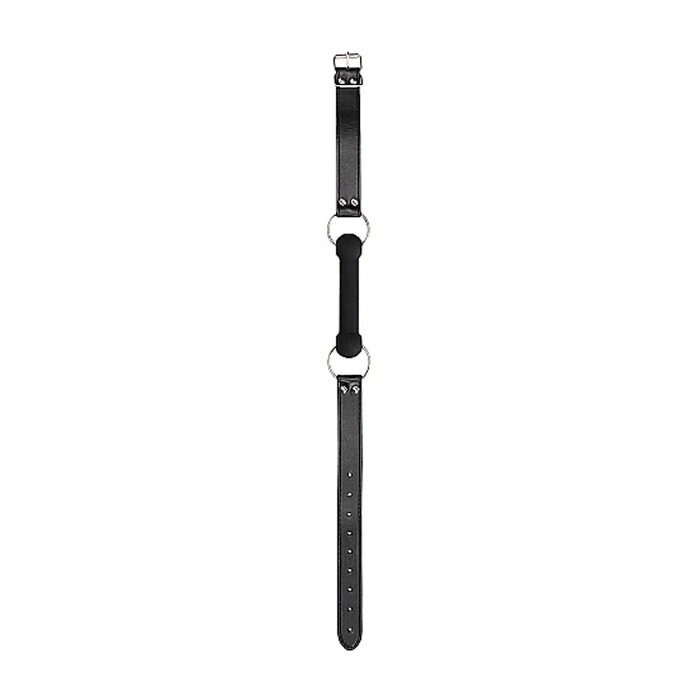 Ouch! Black & White Silicone Bit Gag With Adjustable Bonded Leather Straps Black thumbnail 6