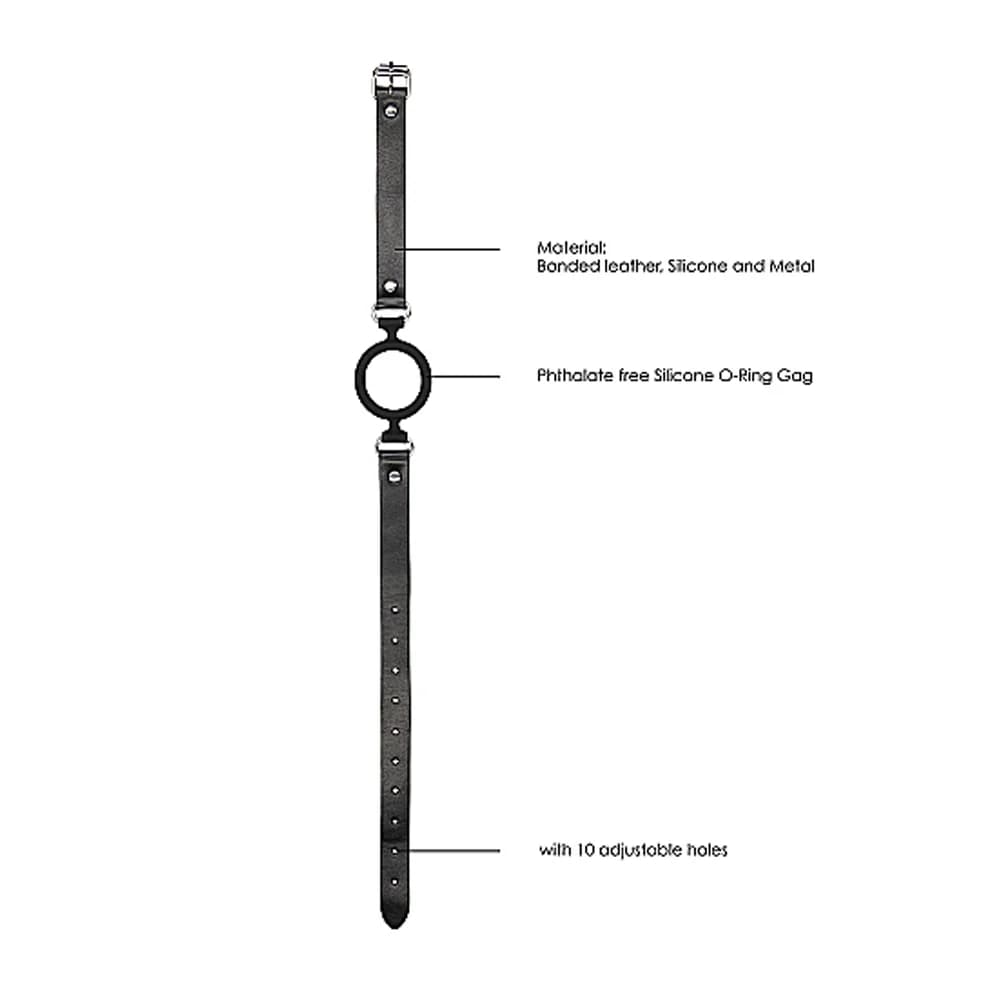 Ouch! Black & White Silicone Ring Gag With Adjustable Bonded Leather Straps Black thumbnail 5