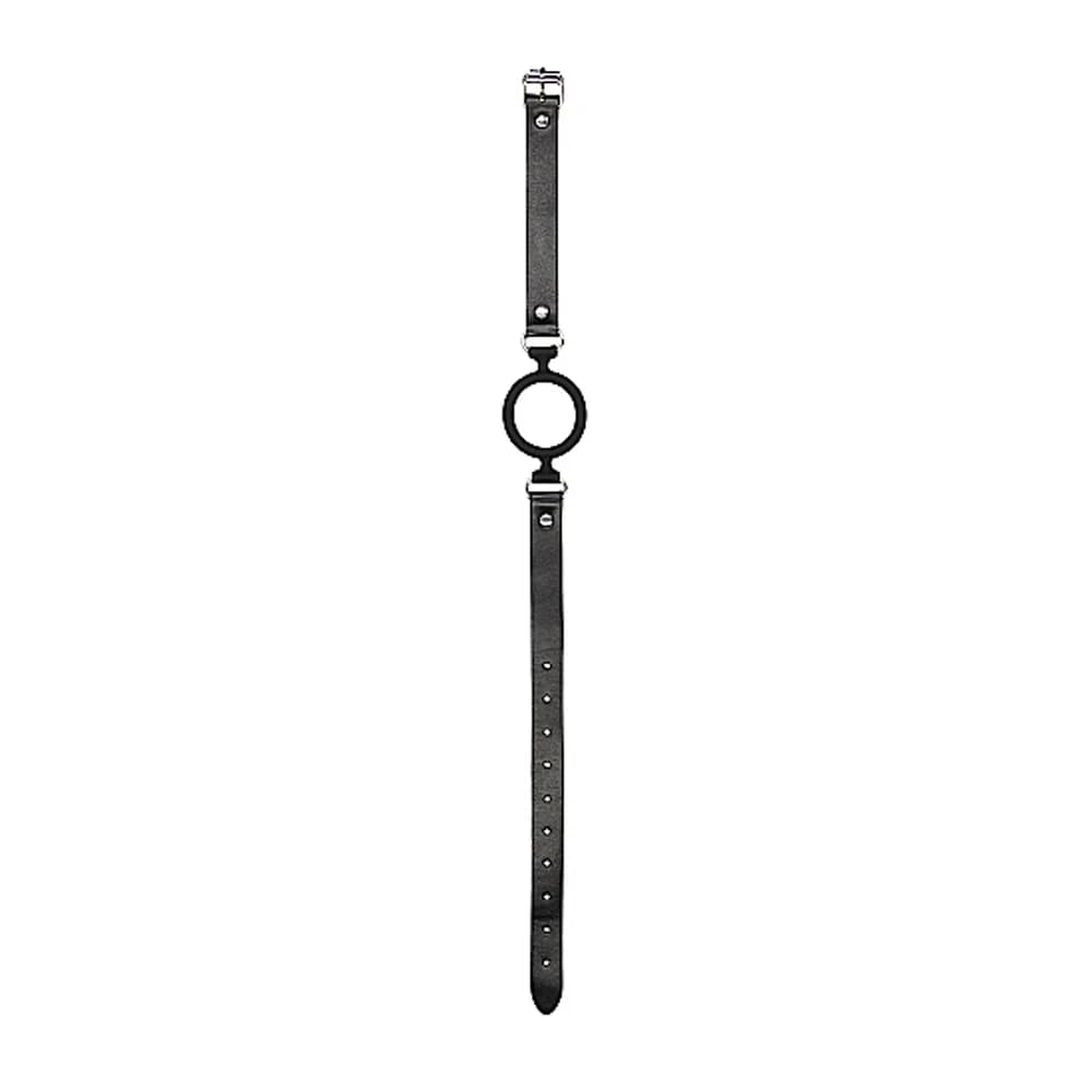 Ouch! Black & White Silicone Ring Gag With Adjustable Bonded Leather Straps Black thumbnail 6