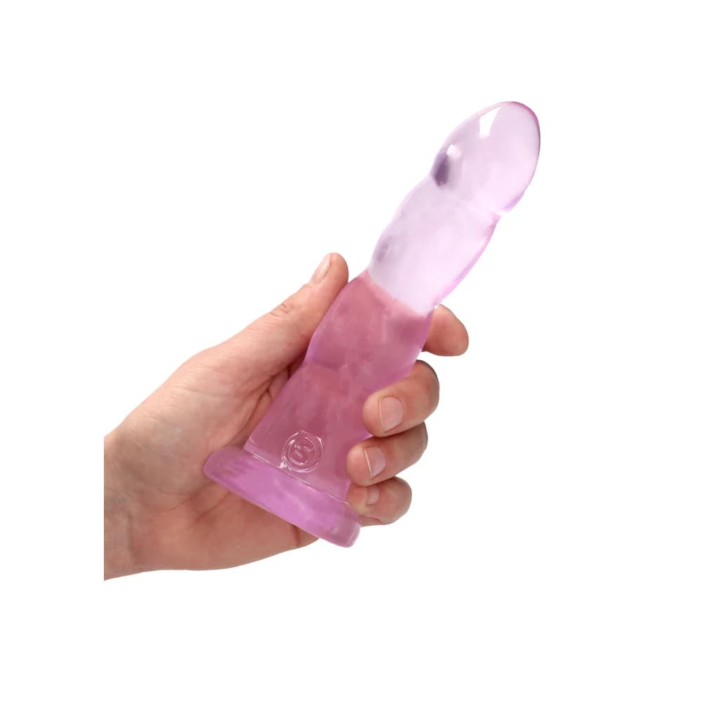 RealRock Crystal Clear Non-Realistic 7 in. Twisted Dildo With Suction Cup Pink thumbnail 3