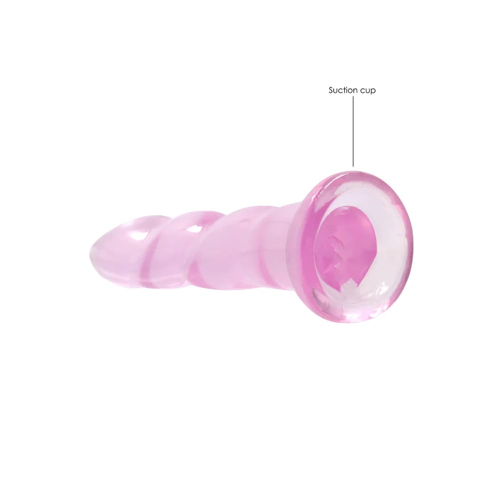 RealRock Crystal Clear Non-Realistic 7 in. Twisted Dildo With Suction Cup Pink thumbnail 4