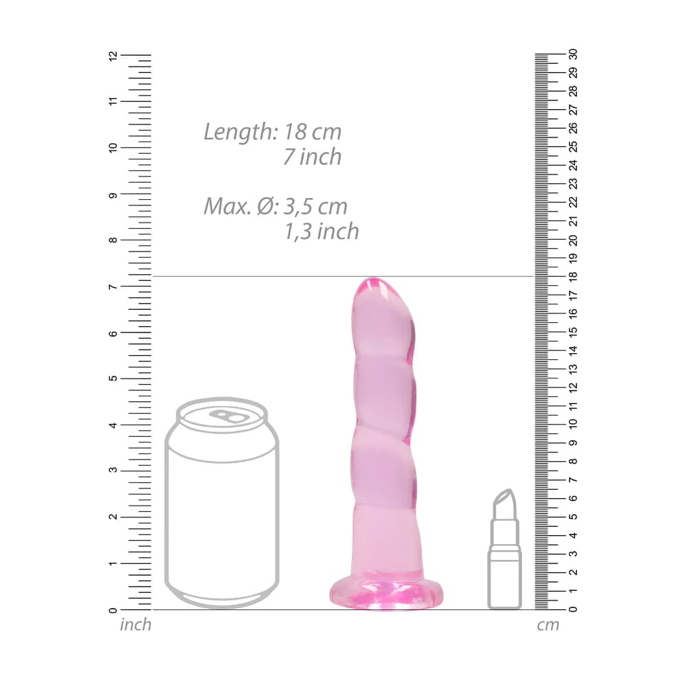 RealRock Crystal Clear Non-Realistic 7 in. Twisted Dildo With Suction Cup Pink thumbnail 5