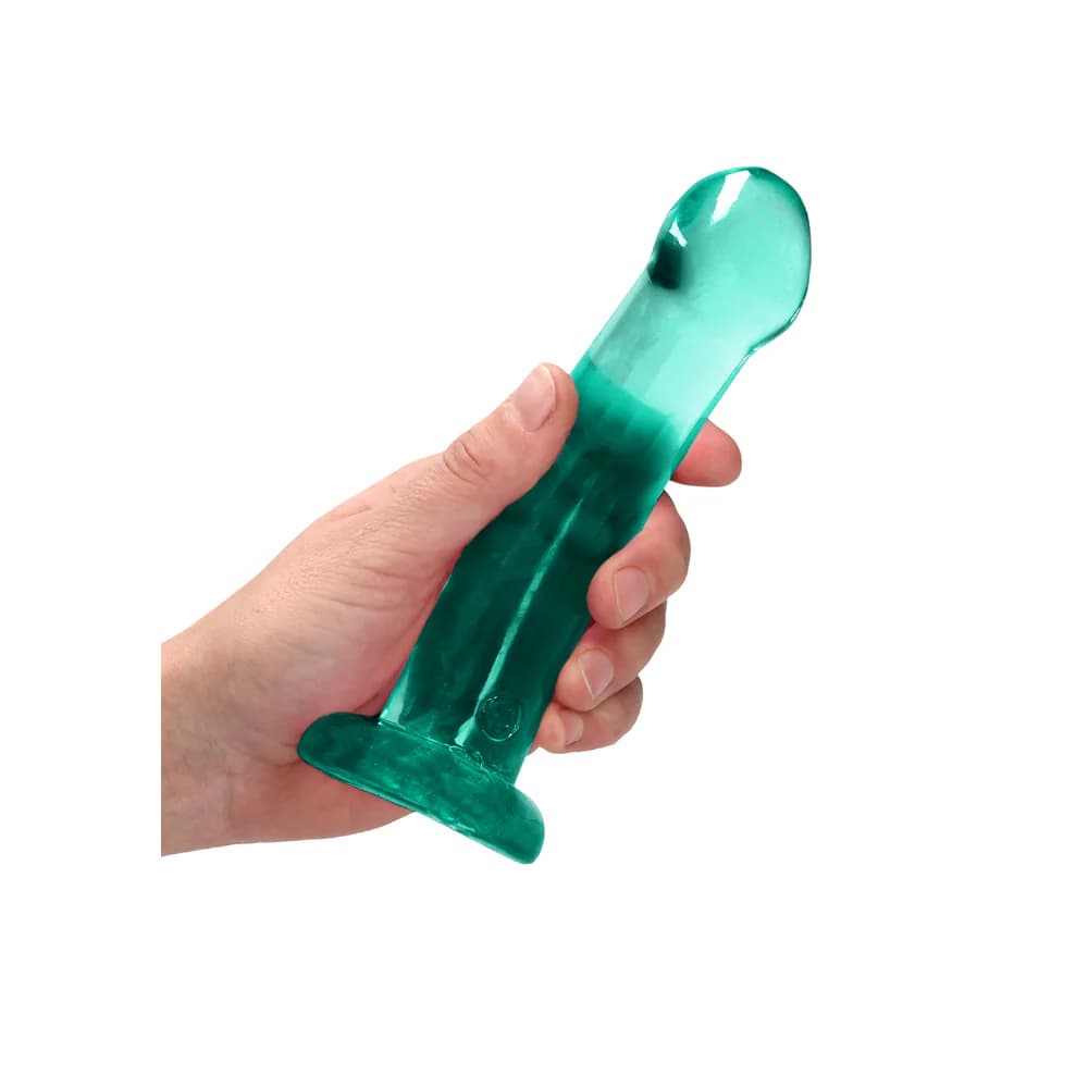 RealRock Crystal Clear Non-Realistic 7 in. Dildo With Suction Cup Turquoise thumbnail 4
