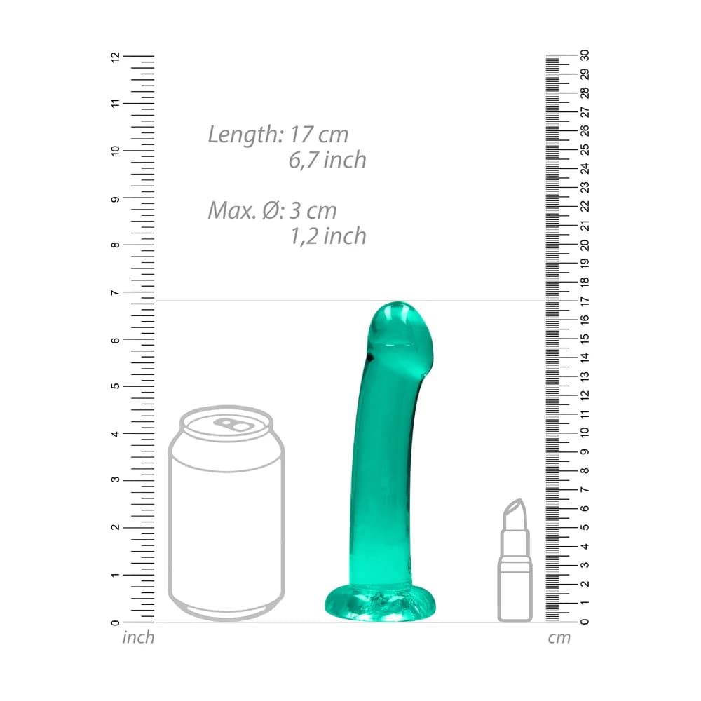 RealRock Crystal Clear Non-Realistic 7 in. Dildo With Suction Cup Turquoise thumbnail 6