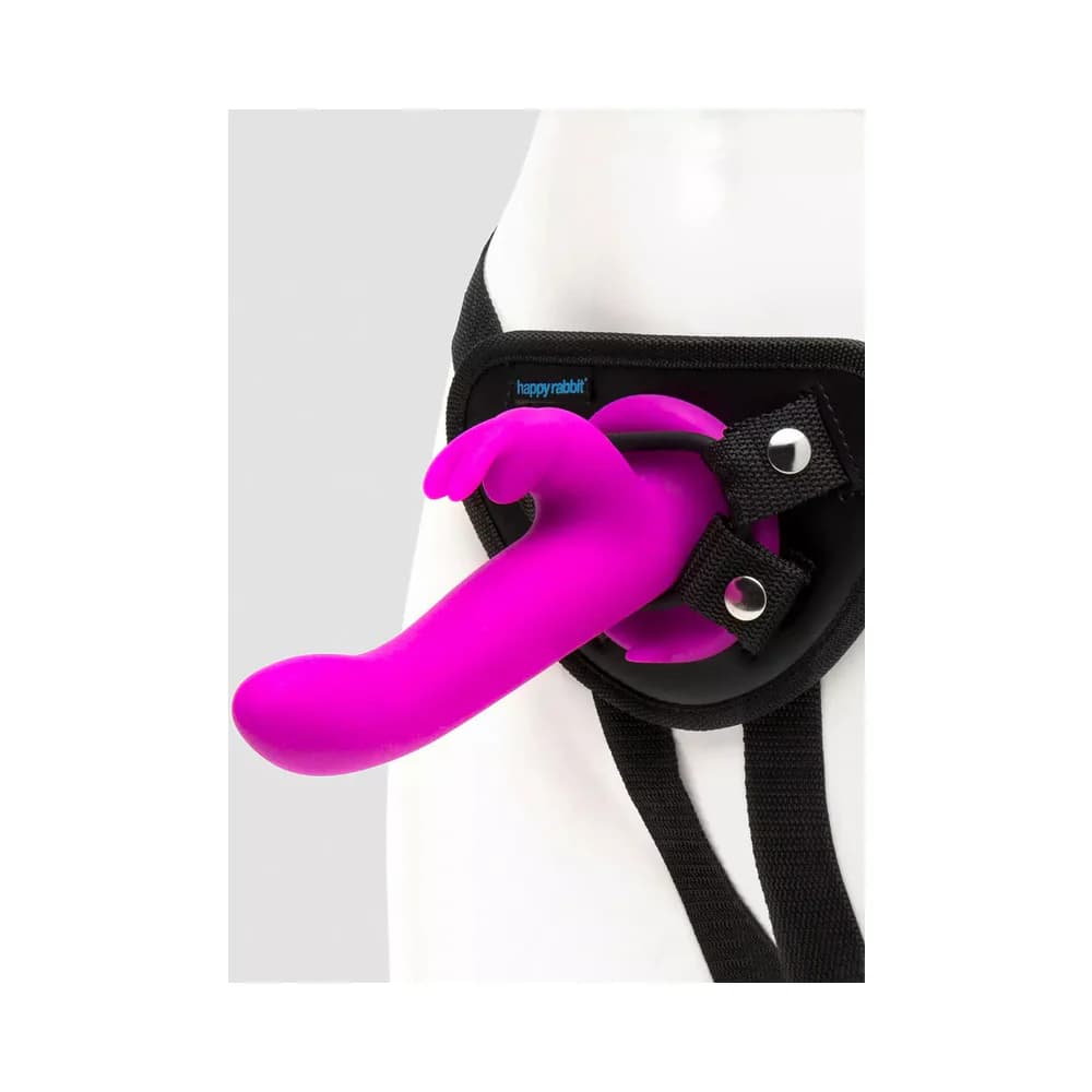 Happy Rabbit Rechargeable Silicone Vibrating Strap-On Harness Set Purple thumbnail 2