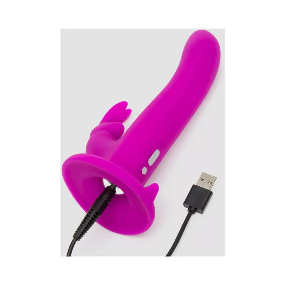 Happy Rabbit Rechargeable Silicone Vibrating Strap-On Harness Set Purple thumbnail 5