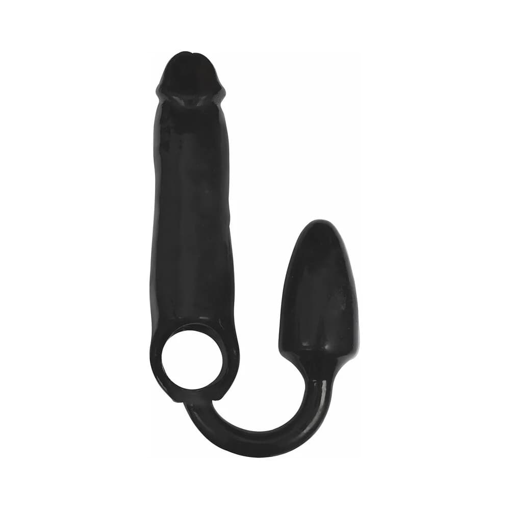 Curve Toys Rooster XXXPANDER Smooth Penis Extender Sheath with Cockring & Anal Plug Black thumbnail 2