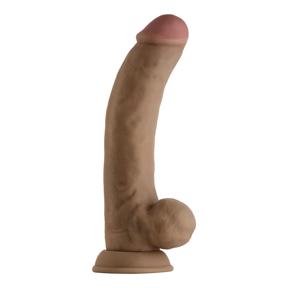Shaft Model C: 9.5 in. Dual Density Silicone Dildo with Balls Oak thumbnail 3
