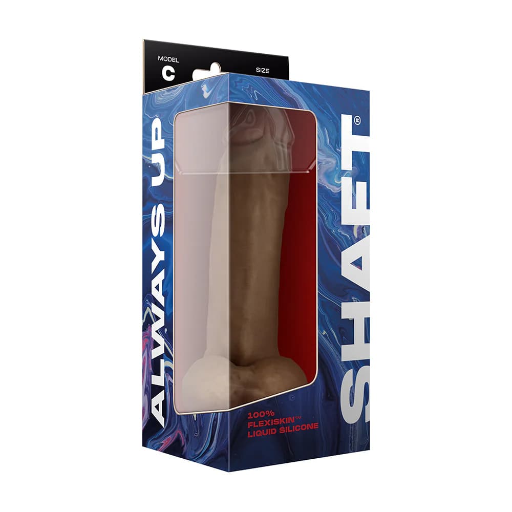 Shaft Model C: 9.5 in. Dual Density Silicone Dildo with Balls Oak thumbnail 4