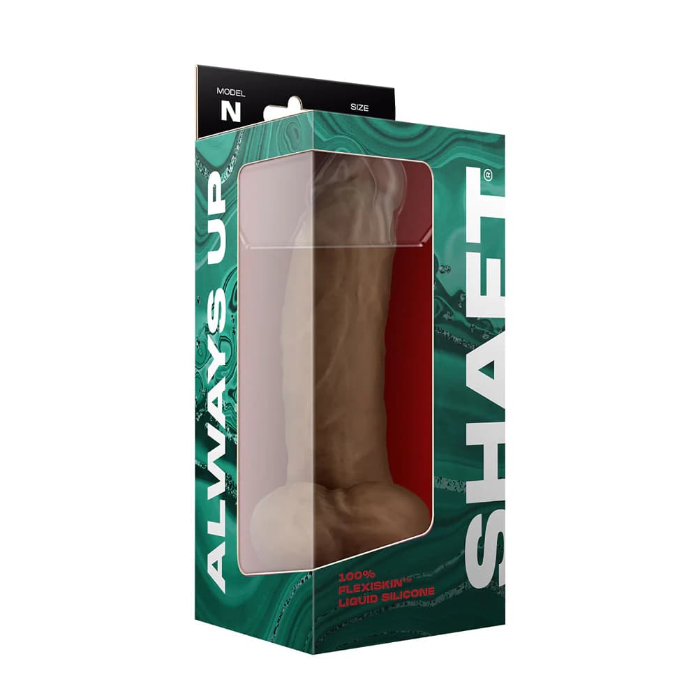 Shaft Model N: 7.5 in. Dual Density Silicone Dildo with Balls Oak thumbnail 4