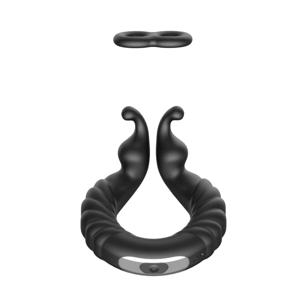 Forto F-24 Rechargeable Silicone Textured Vibrating Cockring Black thumbnail 2