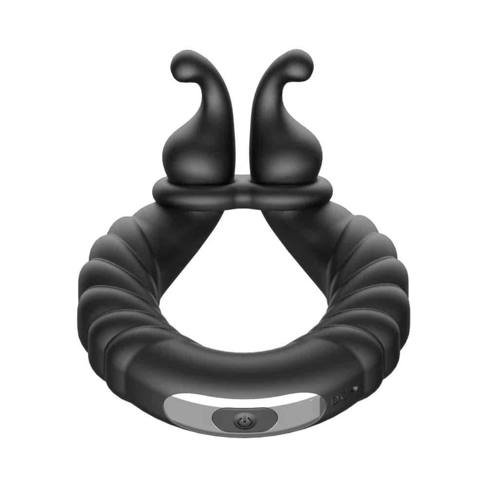 Forto F-24 Rechargeable Silicone Textured Vibrating Cockring Black thumbnail 3