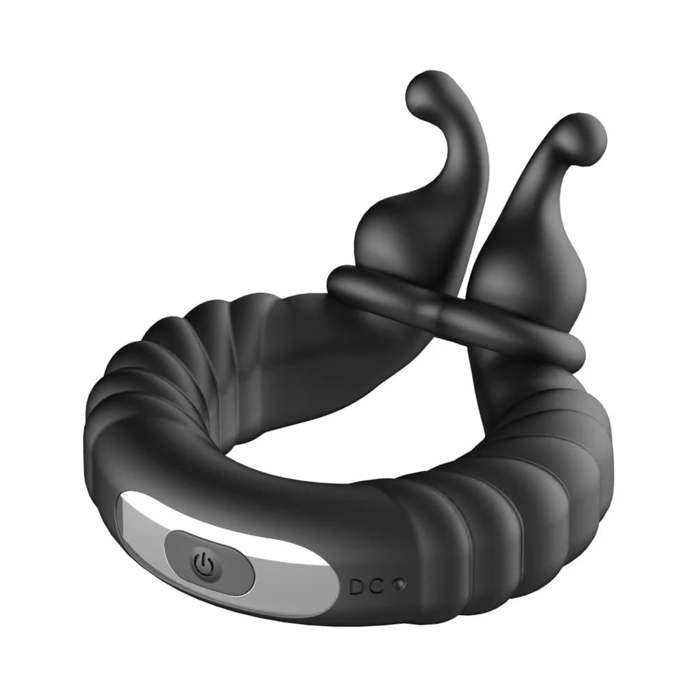 Forto F-24 Rechargeable Silicone Textured Vibrating Cockring Black thumbnail 4