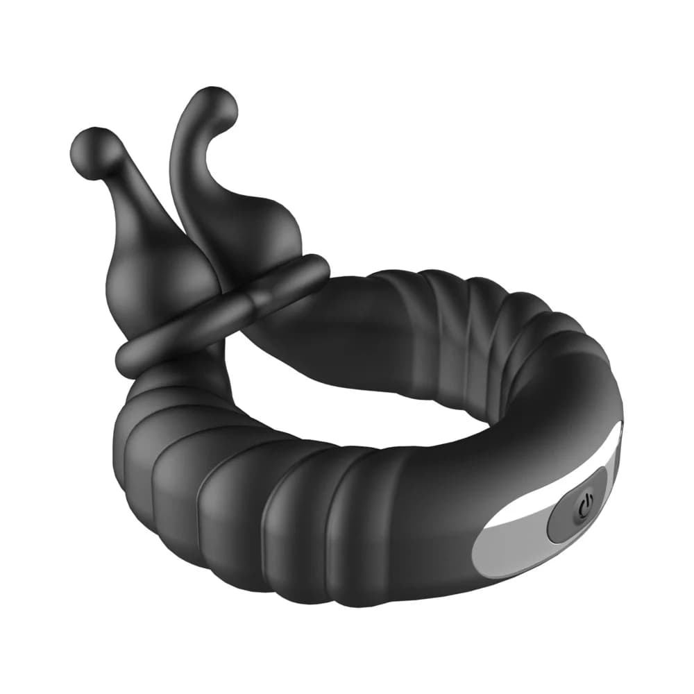 Forto F-24 Rechargeable Silicone Textured Vibrating Cockring Black thumbnail 5