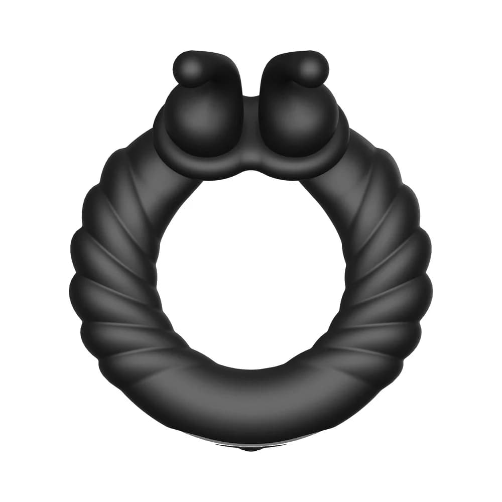 Forto F-24 Rechargeable Silicone Textured Vibrating Cockring Black thumbnail 8