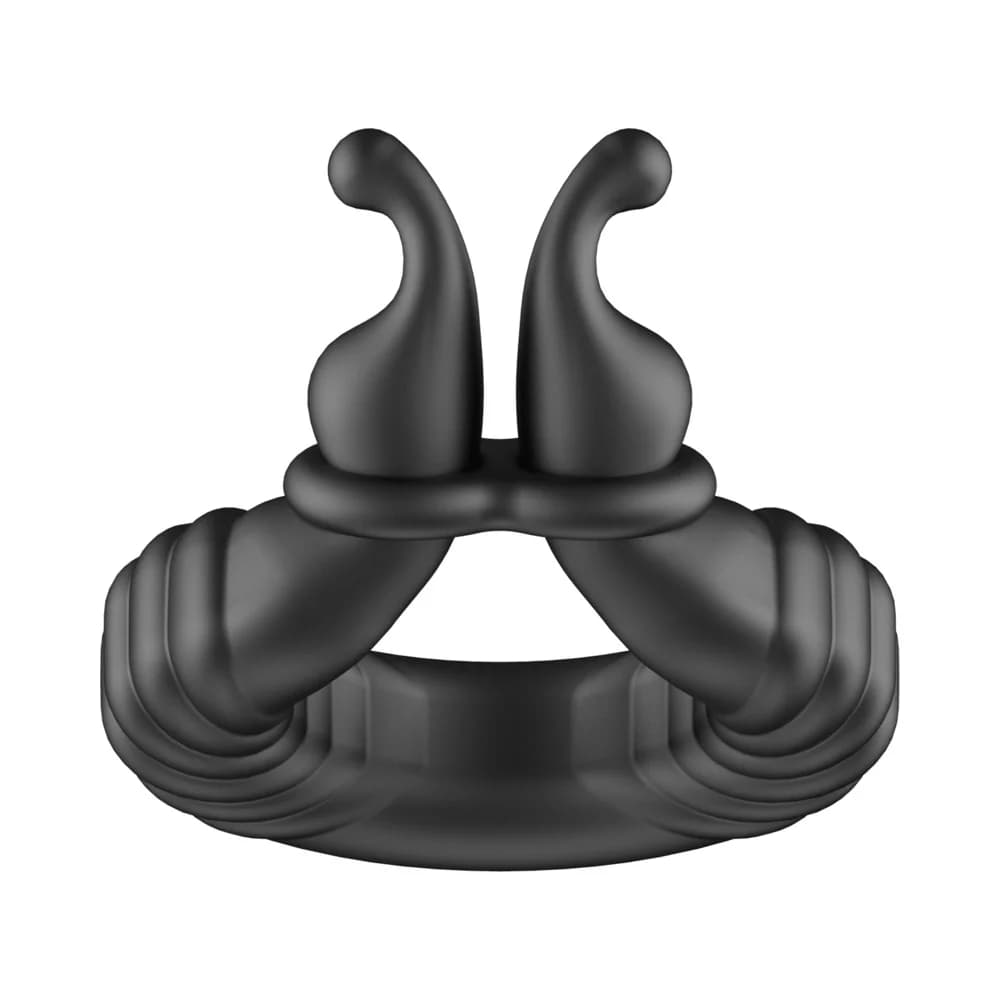 Forto F-24 Rechargeable Silicone Textured Vibrating Cockring Black thumbnail 9