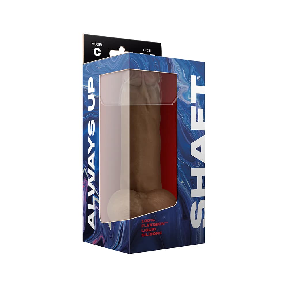 Shaft Model C: 8.5 in. Dual Density Silicone Dildo with Balls Oak thumbnail 4