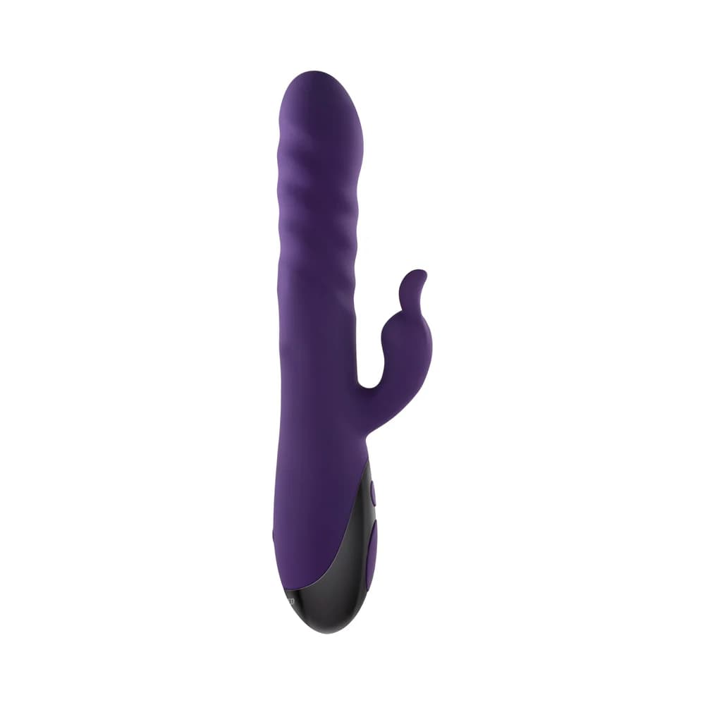 Evolved Rascally Rabbit Rechargeable Thrusting Swirling Silicone Vibrator Purple thumbnail 2
