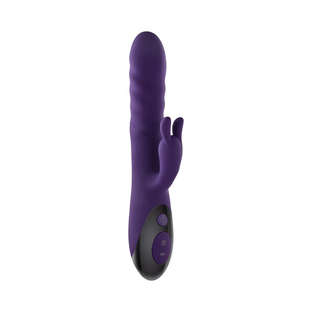 Evolved Rascally Rabbit Rechargeable Thrusting Swirling Silicone Vibrator Purple thumbnail 3