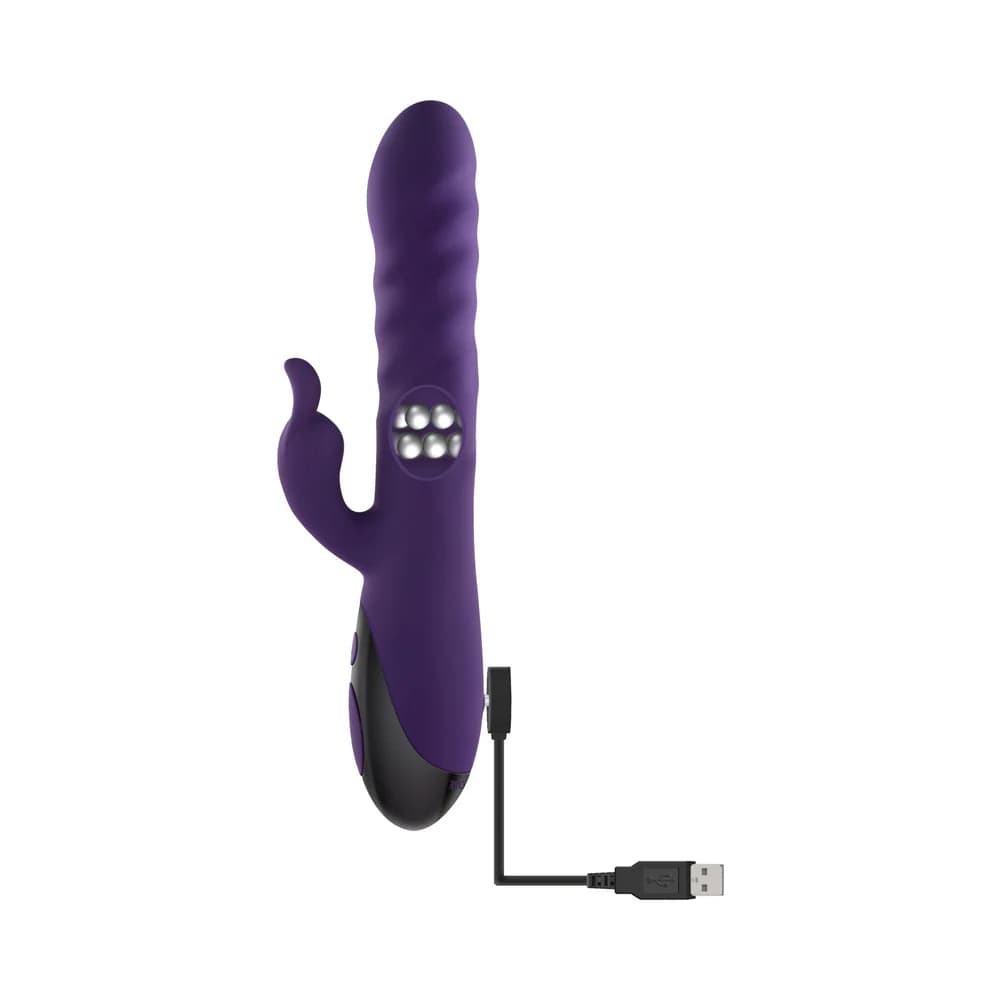 Evolved Rascally Rabbit Rechargeable Thrusting Swirling Silicone Vibrator Purple thumbnail 8