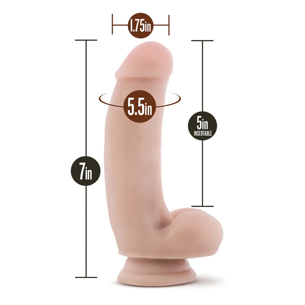 Dr. Skin Silicone Dr. Samuel Realistic 7 in. Posable Dildo with Balls Beige thumbnail 5