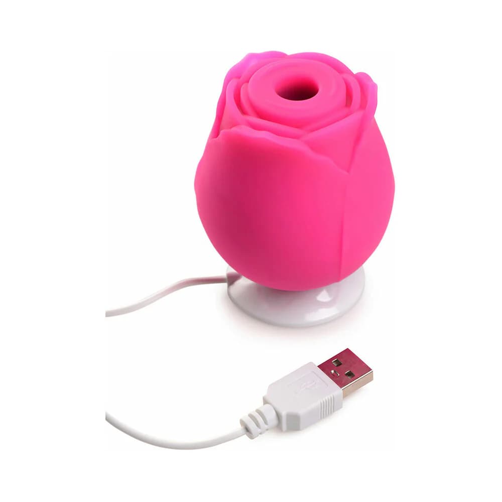 Curve Toys Gossip Cum Into Bloom Rechargeable Silicone Clitoral Stimulator Rose Crush Magenta thumbnail 7