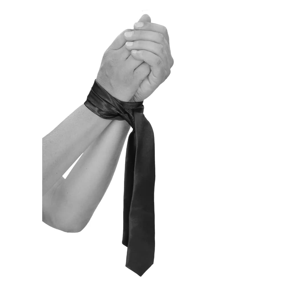 Ouch! Black & White Satin Bondage Tie Black thumbnail 7