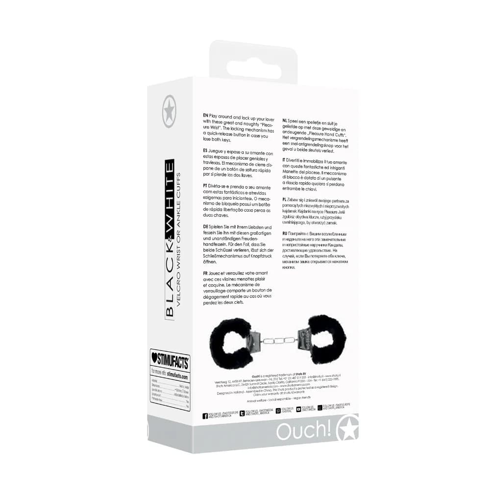 Ouch! Black & White Adjustable Velcro Wrist or Ankle Cuffs Black thumbnail 8