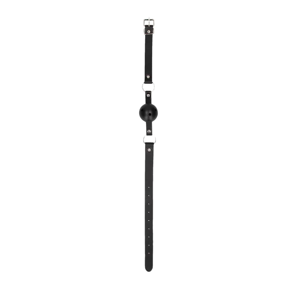 Ouch! Black & White Breathable Ball Gag With Bonded Leather Straps Black thumbnail 3