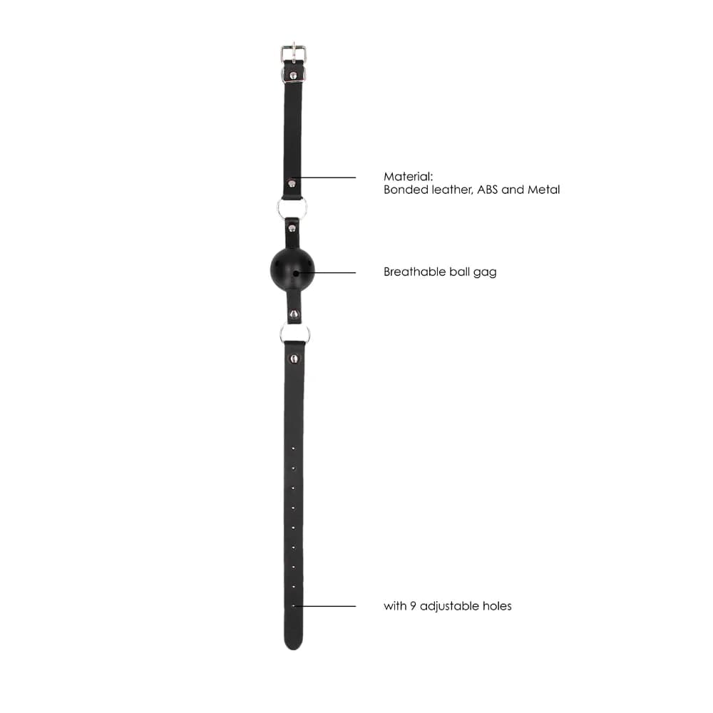 Ouch! Black & White Breathable Ball Gag With Bonded Leather Straps Black thumbnail 6