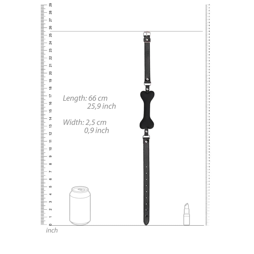 Ouch! Black & White Silicone Bone Gag With Adjustable Bonded Leather Straps Black thumbnail 6