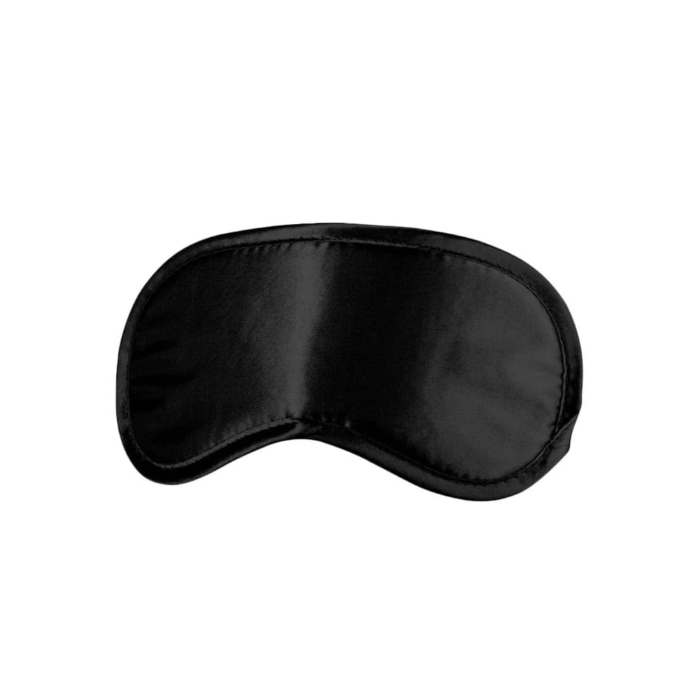 Ouch! Black & White Satin Eye Mask Blindfold Black thumbnail 2