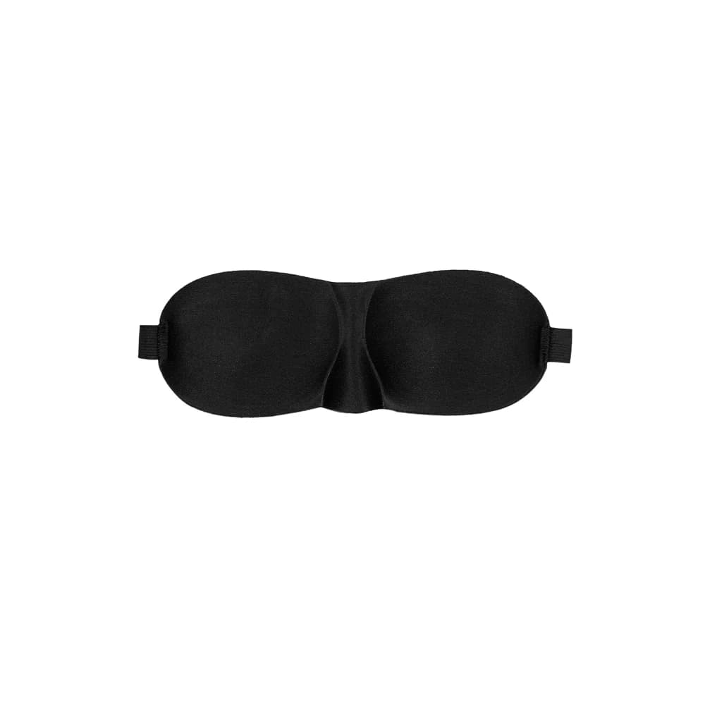 Ouch! Black & White Satin Curvy Eye Mask With Elastic Straps Blindfold Black thumbnail 2