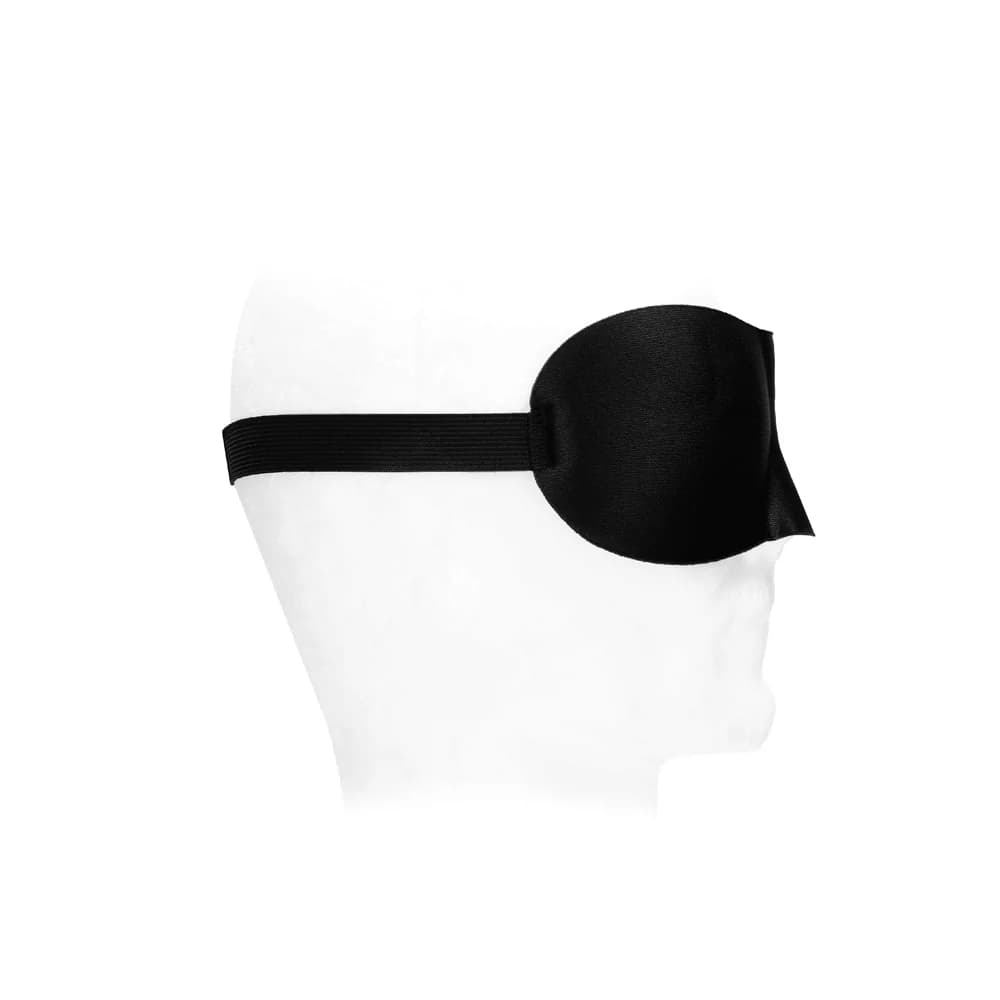 Ouch! Black & White Satin Curvy Eye Mask With Elastic Straps Blindfold Black thumbnail 3