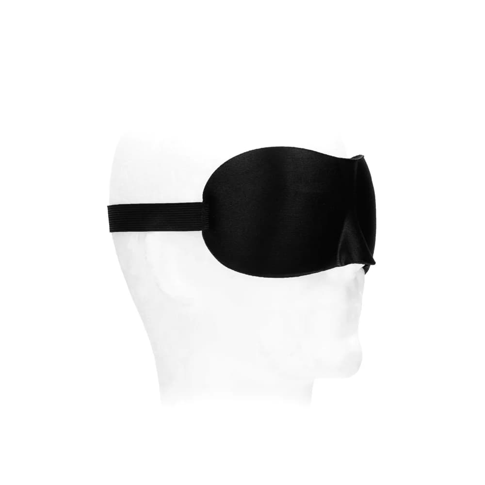Ouch! Black & White Satin Curvy Eye Mask With Elastic Straps Blindfold Black thumbnail 4