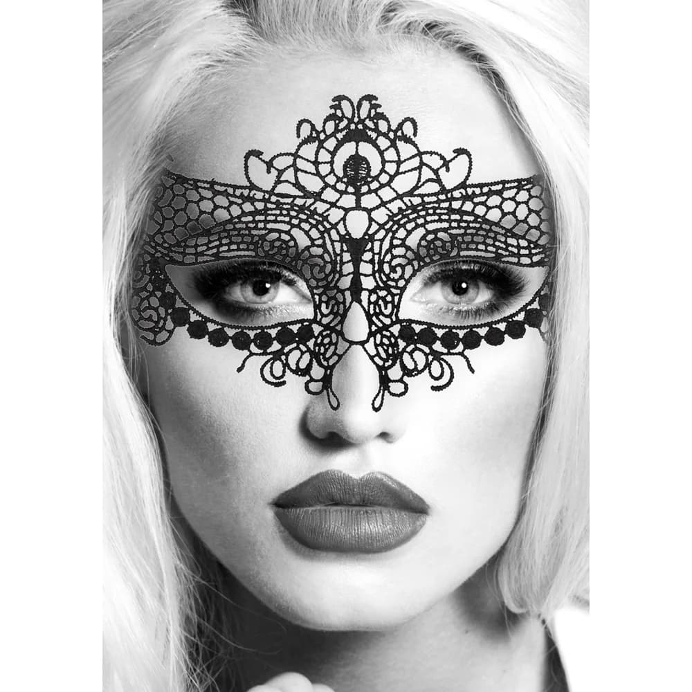 Ouch! Black & White Queen Lace Eye Mask Black thumbnail 4