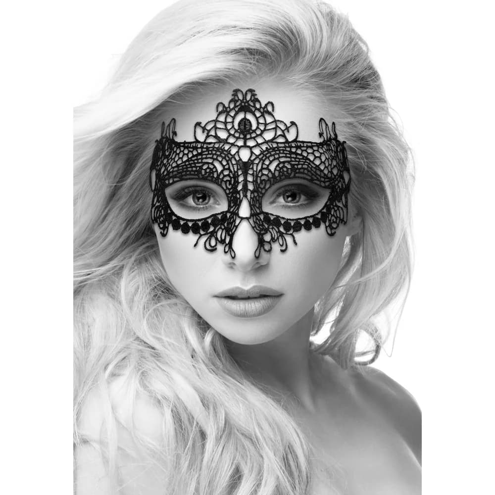 Ouch! Black & White Queen Lace Eye Mask Black thumbnail 5