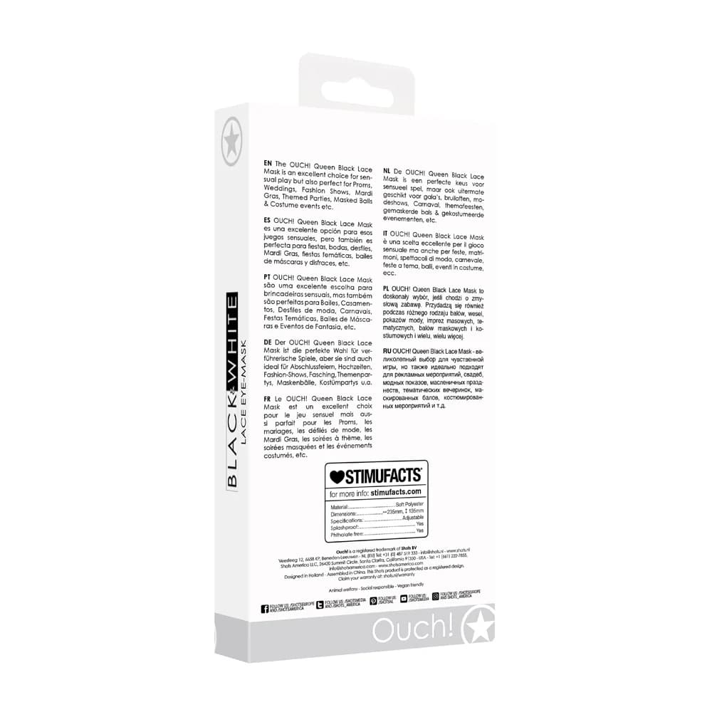 Ouch! Black & White Queen Lace Eye Mask Black thumbnail 6