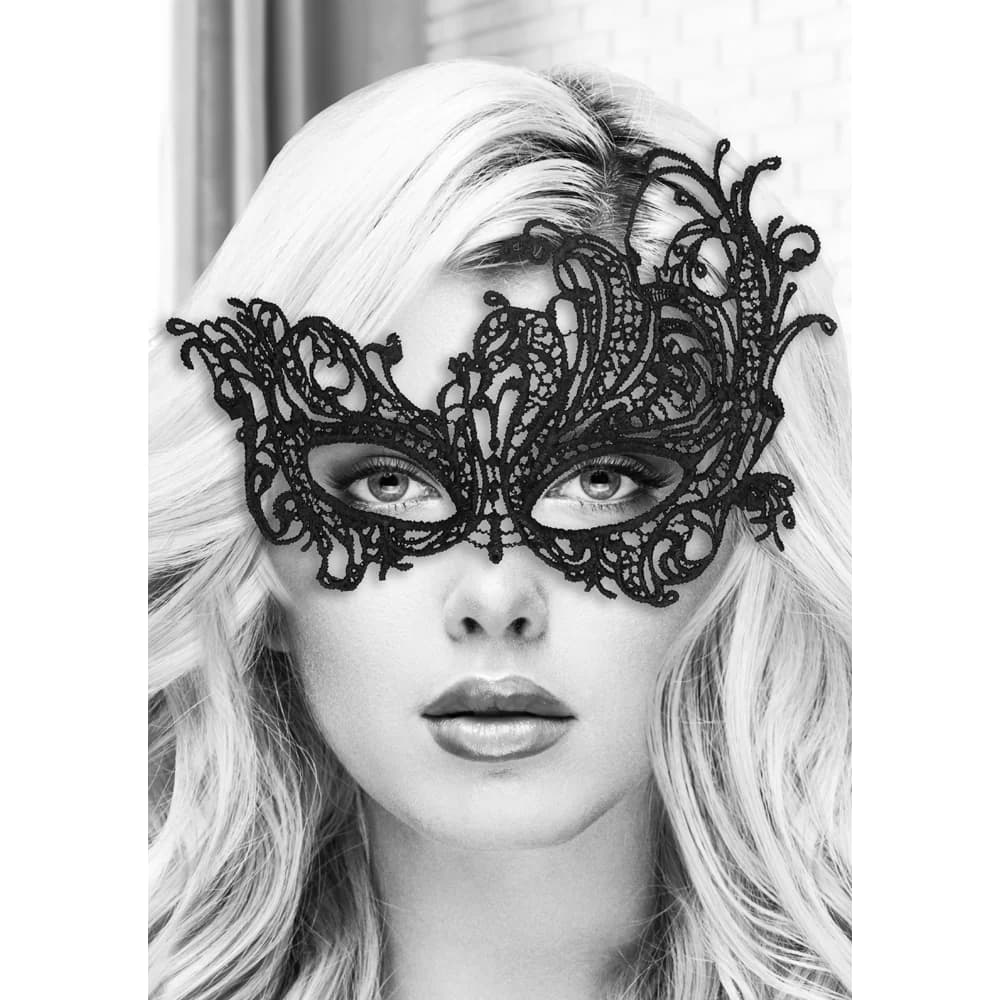 Ouch! Black & White Royal Lace Eye Mask Black thumbnail 4