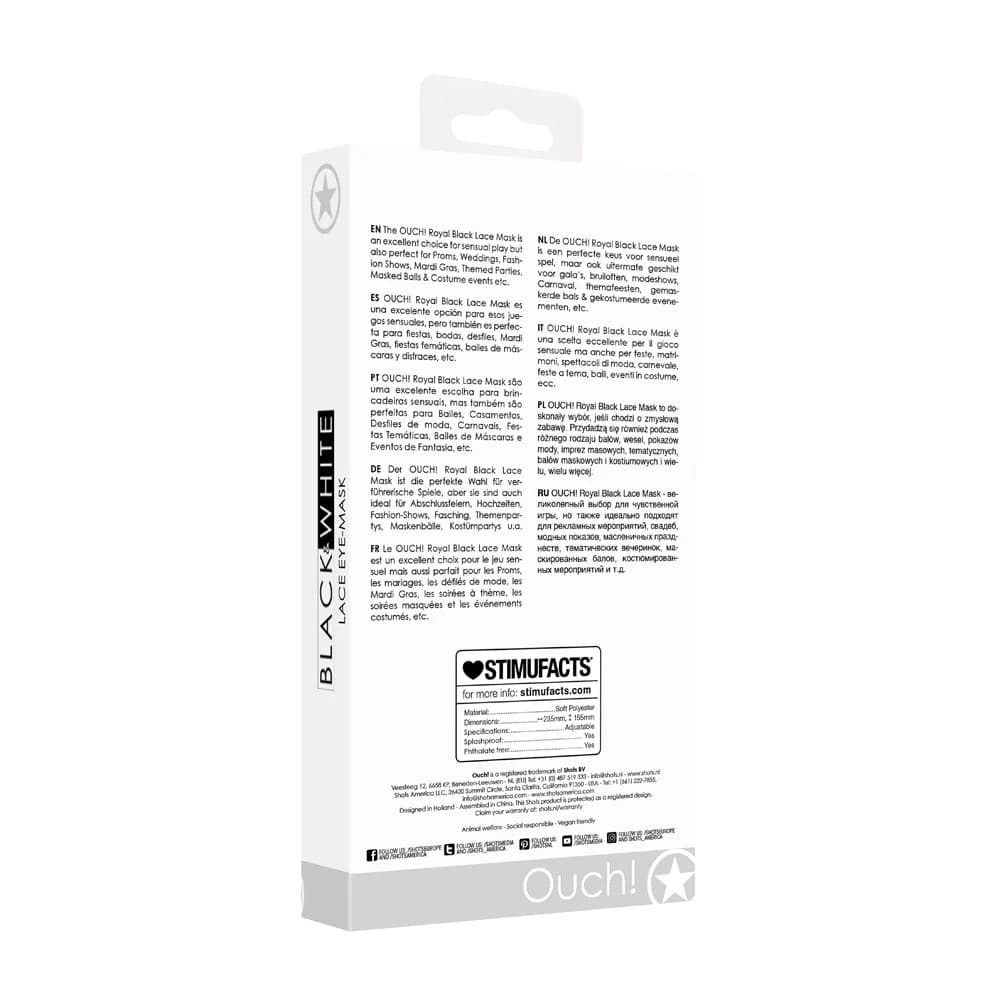 Ouch! Black & White Royal Lace Eye Mask Black thumbnail 6