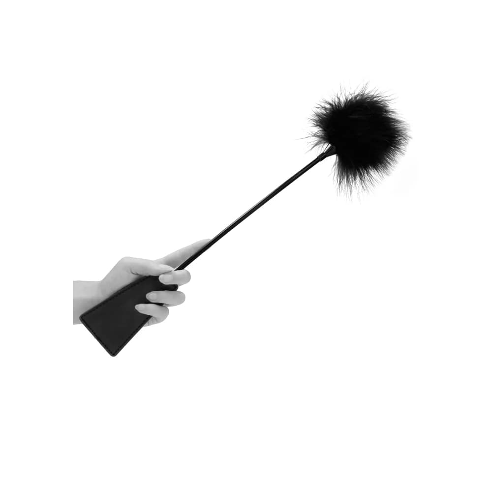 Ouch! Black & White Dual-Ended Crop With Feather Tickler Black thumbnail 4