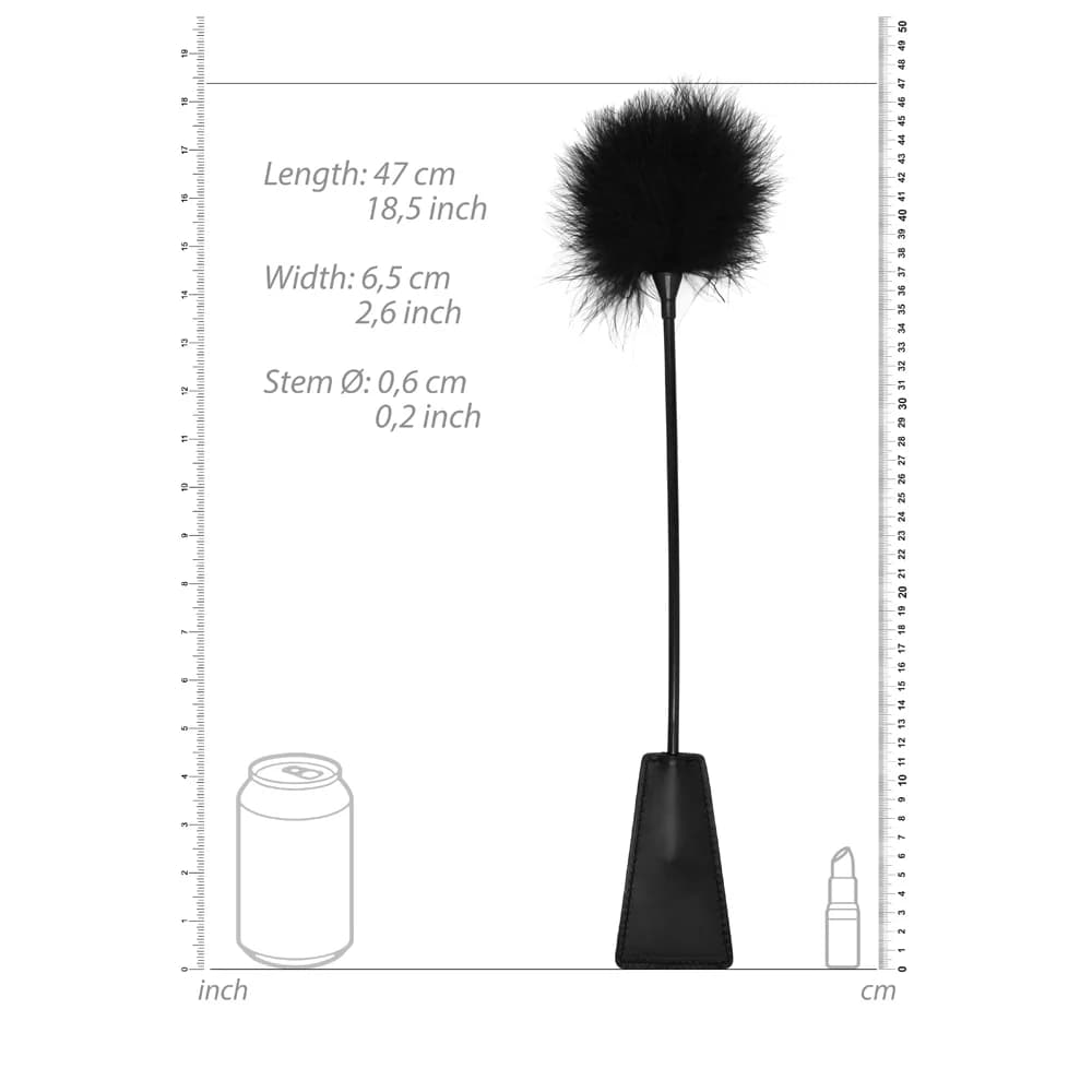 Ouch! Black & White Dual-Ended Crop With Feather Tickler Black thumbnail 6