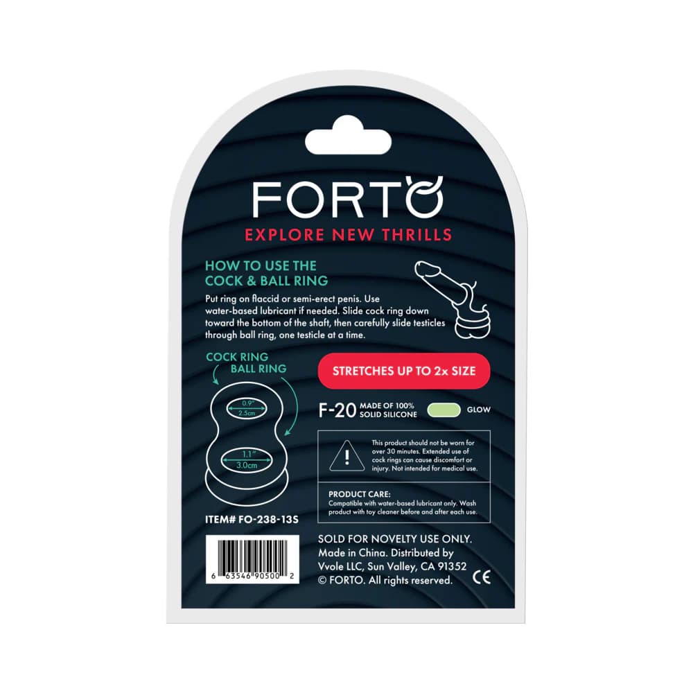 Forto F-20 Liquid Silicone Cockring & Ball Stretcher Small Glow thumbnail 5