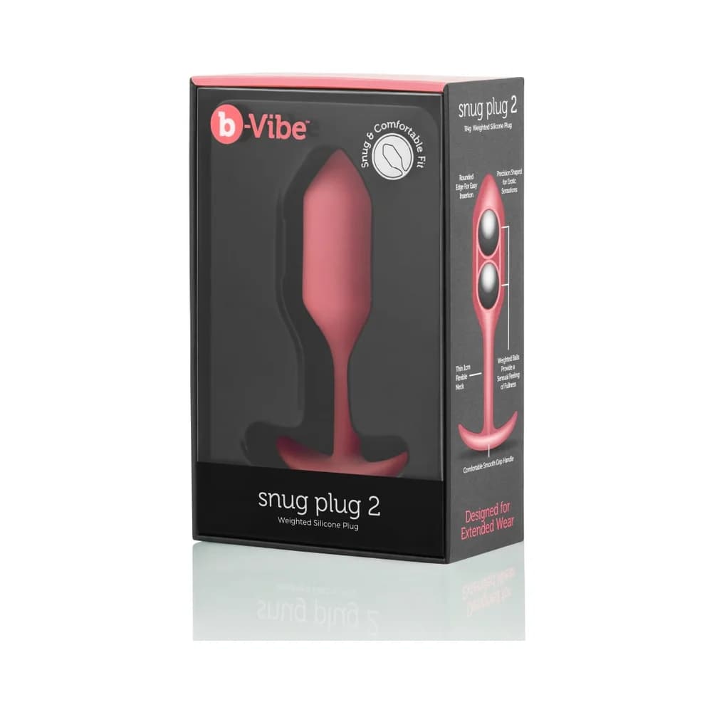 b-Vibe Snug Plug 2 Weighted Silicone Anal Plug Coral thumbnail 2