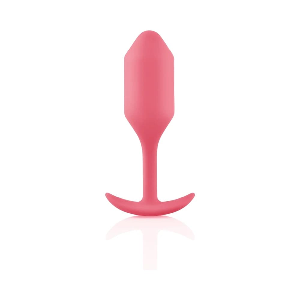 b-Vibe Snug Plug 2 Weighted Silicone Anal Plug Coral thumbnail 3
